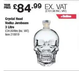 Costco Crystal Head Vodka Jeroboam 3 Litre offer