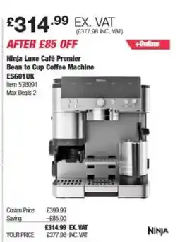 Costco Ninja Luxe Café Premier Bean to Cup Coffee Machine offer