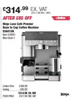 Costco Ninja Luxe Café Premier Bean to Cup Coffee Machine offer