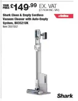 Costco Shark Clean & Empty Cordless Vacuum Cleaner with Auto-Empty System, BU3521UK offer