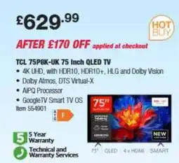 Costco TCL 75P8K-UK 75 Inch QLED TV offer