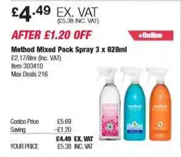 Costco Method Mixed Pack Spray 3 x 828ml offer