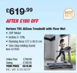 Costco Horizon TR5 ATZone Treadmill with Floor Mat offer