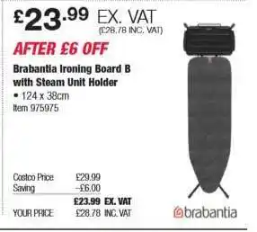 Costco Brabantia Ironing Board B with Steam Unit Holder offer