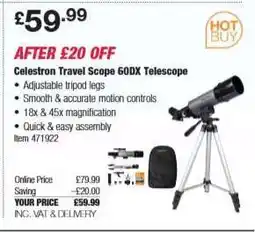Costco Celestron Travel Scope 60DX Telescope offer