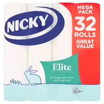 Iceland Nicky Elite Toilet Tissue 3 Ply 32 Rolls offer