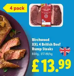 Lidl Birchwood XXL 4 British Beef Rump Steaks offer