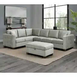 Costco Thomasville Kylie Grey Fabric Sectional Sofa with Storage Ottoman offer
