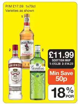 Makro Captain Morgan, Smirnoff, Gordon's offer