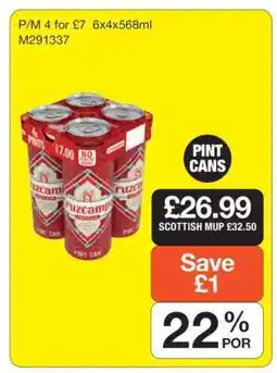 Makro Cruzcampo Pint Cans offer