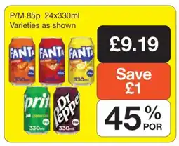 Makro Fanta, Sprite, Dr Pepper 24x330ml offer