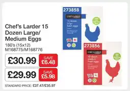 Makro Chef’s Larder 15 Dozen Large/Medium Eggs offer