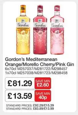 Makro Gordon’s Mediterranean Orange/Morello Cherry/Pink Gin offer