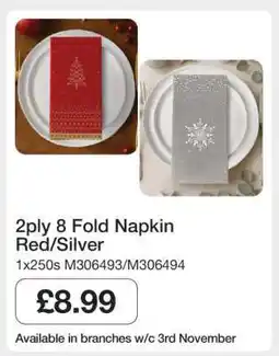 Makro 2ply 8 Fold Napkin Red/Silver offer