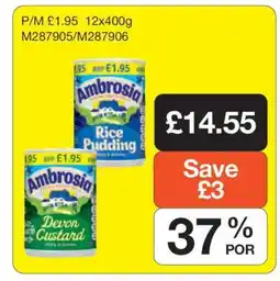 Makro Ambrosia Rice Pudding/Devon Custard offer