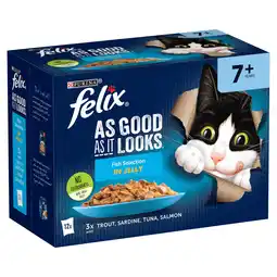 Iceland FELIX As Good As it Looks Senior 7+ Fish in Jelly Wet Cat Food 12x85g offer