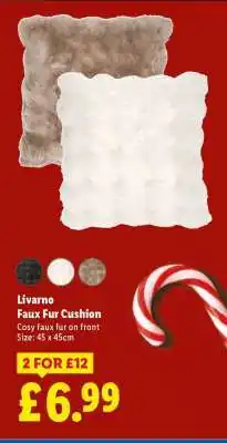 Lidl Livarno Faux Fur Cushion offer