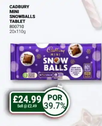 Cadbury mini snowballs tablet
