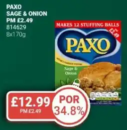 Bestway PAXO Sage & onion offer