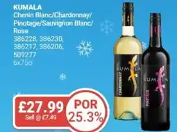 Bestway KUMALA Chenin Blanc/Chardonnay/ Pinotage/Sauvignon Blanc/ Rose offer