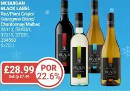 Bestway MCGUIGAN BLACK LABEL Red/Pinot Grigio/ Sauvignon Blanc/ Chardonnay/Malbec offer