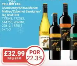 Bestway YELLOW TAIL Chardonnay/Shiraz/Merlot/ Malbec/Cabernet Sauvignon/ Big Bold Red offer