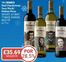 Bestway 19 CRIMES Red/Chardonnay/ Sauv Block/ Malbec/Rose offer
