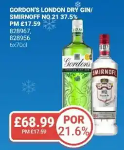 Bestway Gordon's london dry gin/ smirnoff no 21 37.5% offer