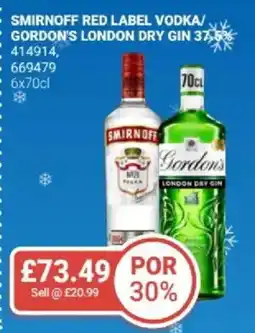 Bestway Smirnoff red label vodka/ gordon's london dry gin 37,5% offer