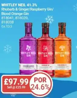 Bestway WHITLEY NEIL 41.3% Rhubarb & Ginger/Raspberry Gin/ Blood Orange Gin offer