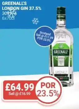 Bestway GREENALL'S London gin 37.5% offer