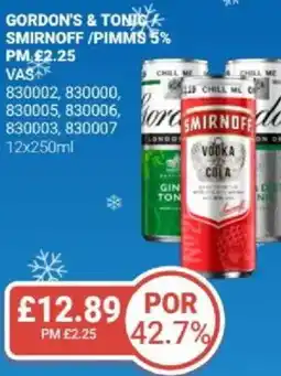 Bestway Gordon's & tonick smirnoff/pimms 5% offer