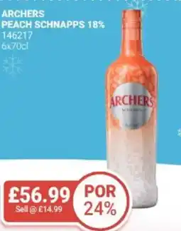 Bestway Archers peach schnapps 18% offer