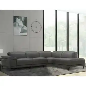 Costco Gilman Creek Rachel Dark Grey Leather Power Reclining Sectional Sofa offer