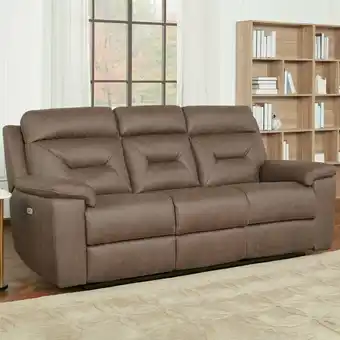 Costco Gilman Creek Justin Brown Fabric Power Reclining 3 Seater Sofa offer