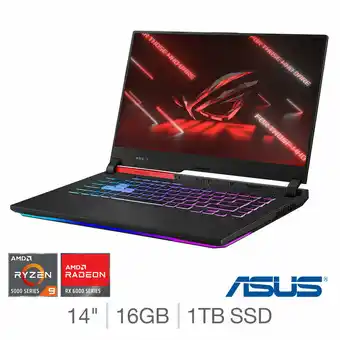 Costco ASUS ROG Strix, AMD Ryzen 9, 16GB RAM, 1TB SSD, AMD Radeon RX 6800M, 14 Inch Gaming Laptop, G513QY-HF002W offer