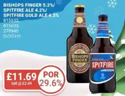 Bestway Bishops finger 5.2%/ spitfire ale 4.2%/ spitfire gold ale 4.3% offer