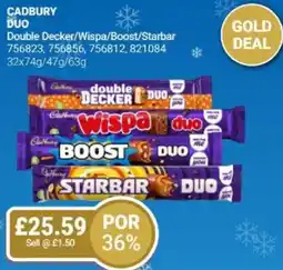 Bestway CADBURY DUO Double Decker/Wispa/Boost/Starbar offer