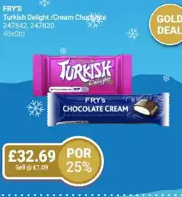 Bestway FRY'S Turkish Delight/Cream Chocolate offer