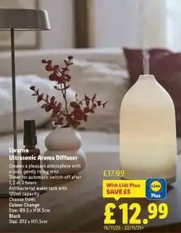 Lidl Livarno Ultrasonic Aroma Diffuser offer