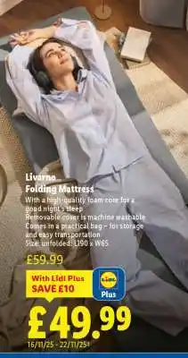 Lidl Livarno Folding Mattress offer