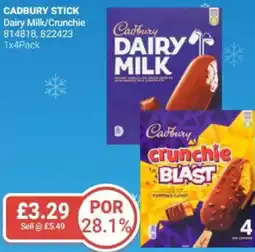 Bestway CADBURY STICK Dairy Milk/Crunchie offer