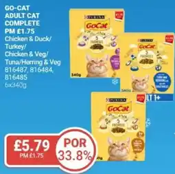 Bestway GO-CAT Adult cat complete Chicken & Duck/ Turkey/ Chicken & Veg/ Tuna/Herring & Veg offer