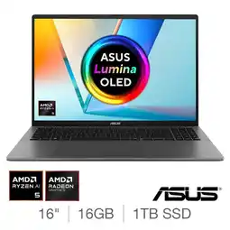 Costco ASUS Vivobook S, AMD Ryzen AI 5, 16GB RAM, 1TB SSD, 16 Inch OLED Laptop, M3607KA-SH038W offer