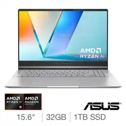 Costco ASUS Vivobook S, AMD Ryzen AI 9, 32GB RAM, 1TB SSD, 15.6 Inch OLED Laptop, M5506WA-MA042W offer