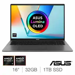 Costco ASUS Vivobook S, AMD Ryzen AI 7, 32GB RAM, 1TB SSD, 16 Inch OLED Laptop, M3607KA-SH008W offer