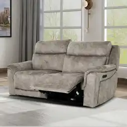 Costco Oscar Grey Fabric Power Reclining Large 2 Seater Sofa with Power Headrest offer