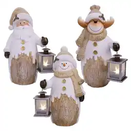 Costco 15 Inch (38cm) Christmas Woodchip Figures with LED Lanterns offer