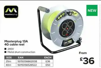 TradePoint Masterplug 13a 4g Cable Reel offer