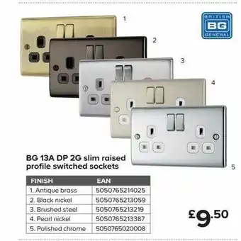 TradePoint Bg 13a Dp 2g Slim Raised Profile Switched Sockets offer
